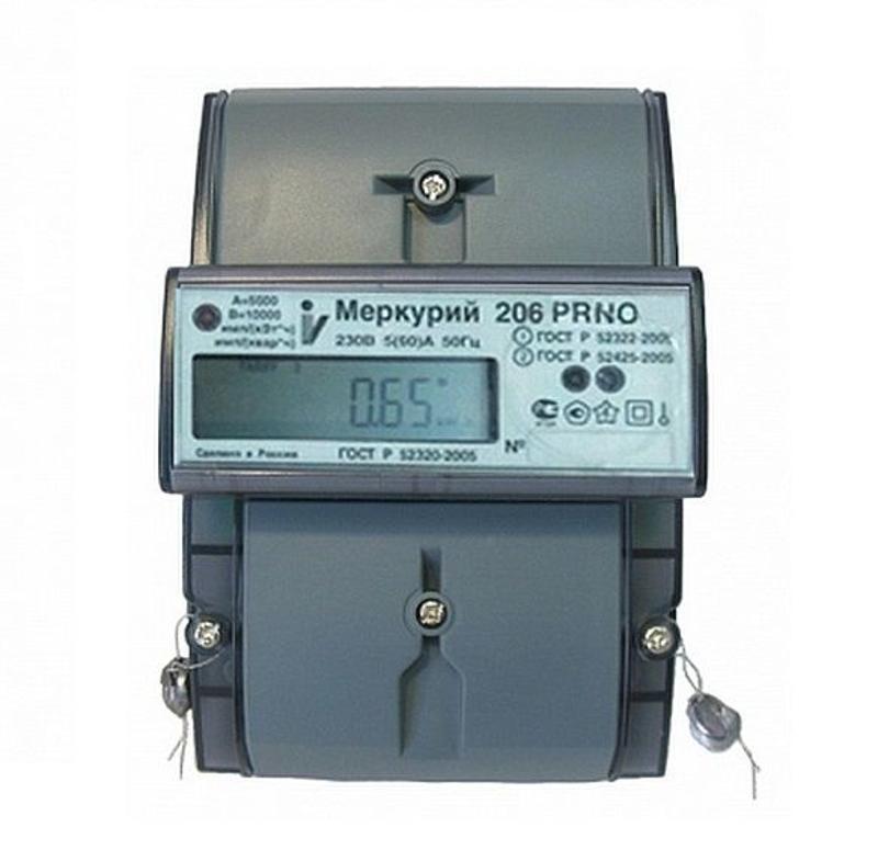 Счетчик Меркурий 206 PRNO 5-60А/220В (мнтар.) ЖКИ (DIN)